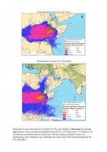 Fig. 2. Risk Maps for Spore Deposition, Nov. 2013
